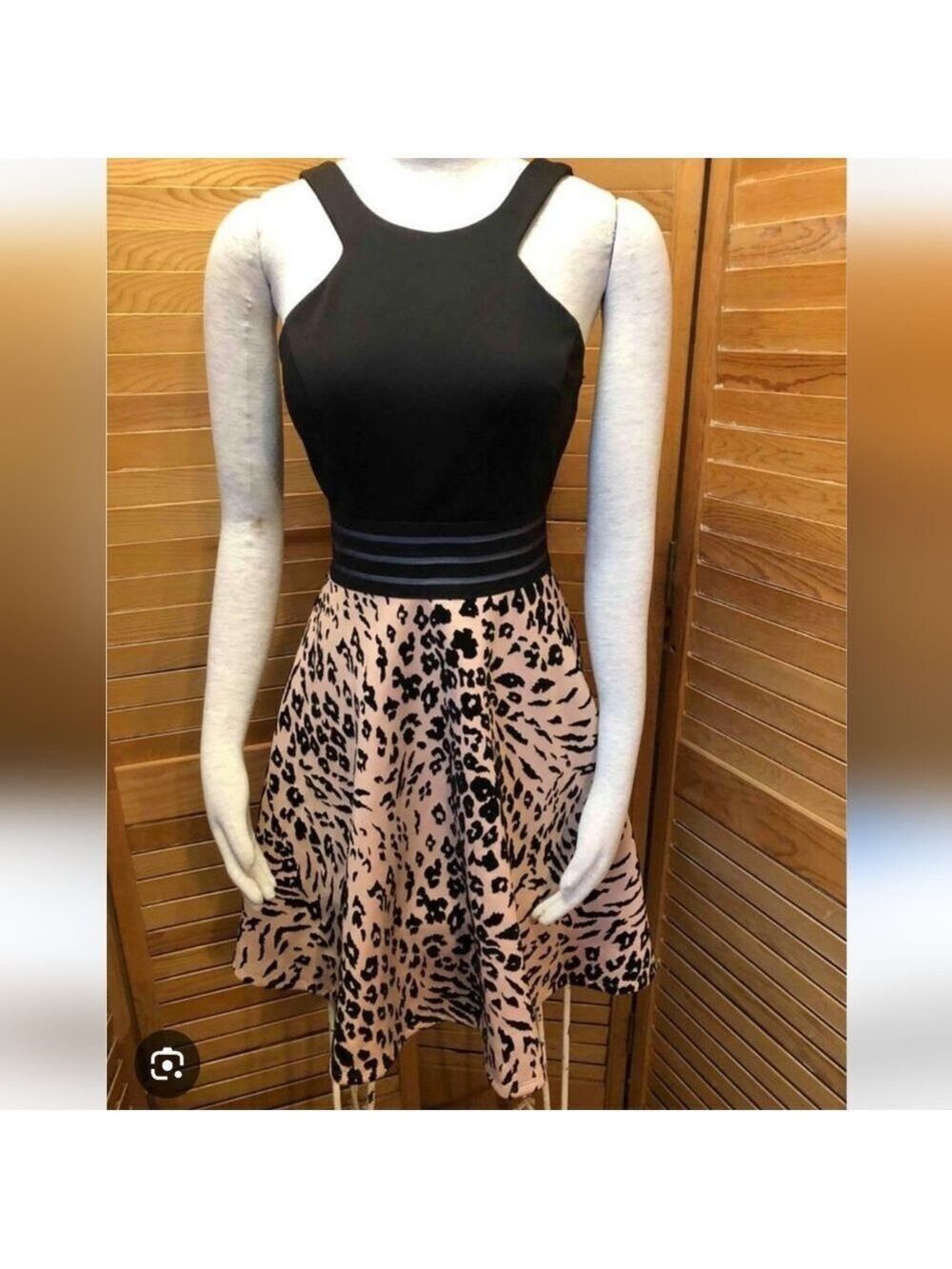 City Triangle Black Sheer Waist Band Flair Velvet Leopard Print Skirt NWT Siz 11